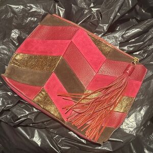 Sam Edelman leather Patchwork Clutch with Tassel